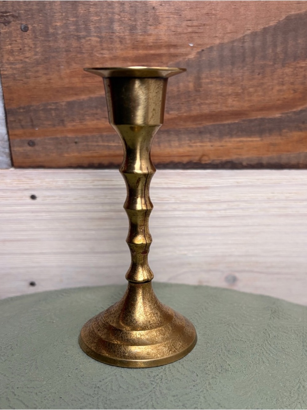antique brass baluster candlestick holder 3.5”
